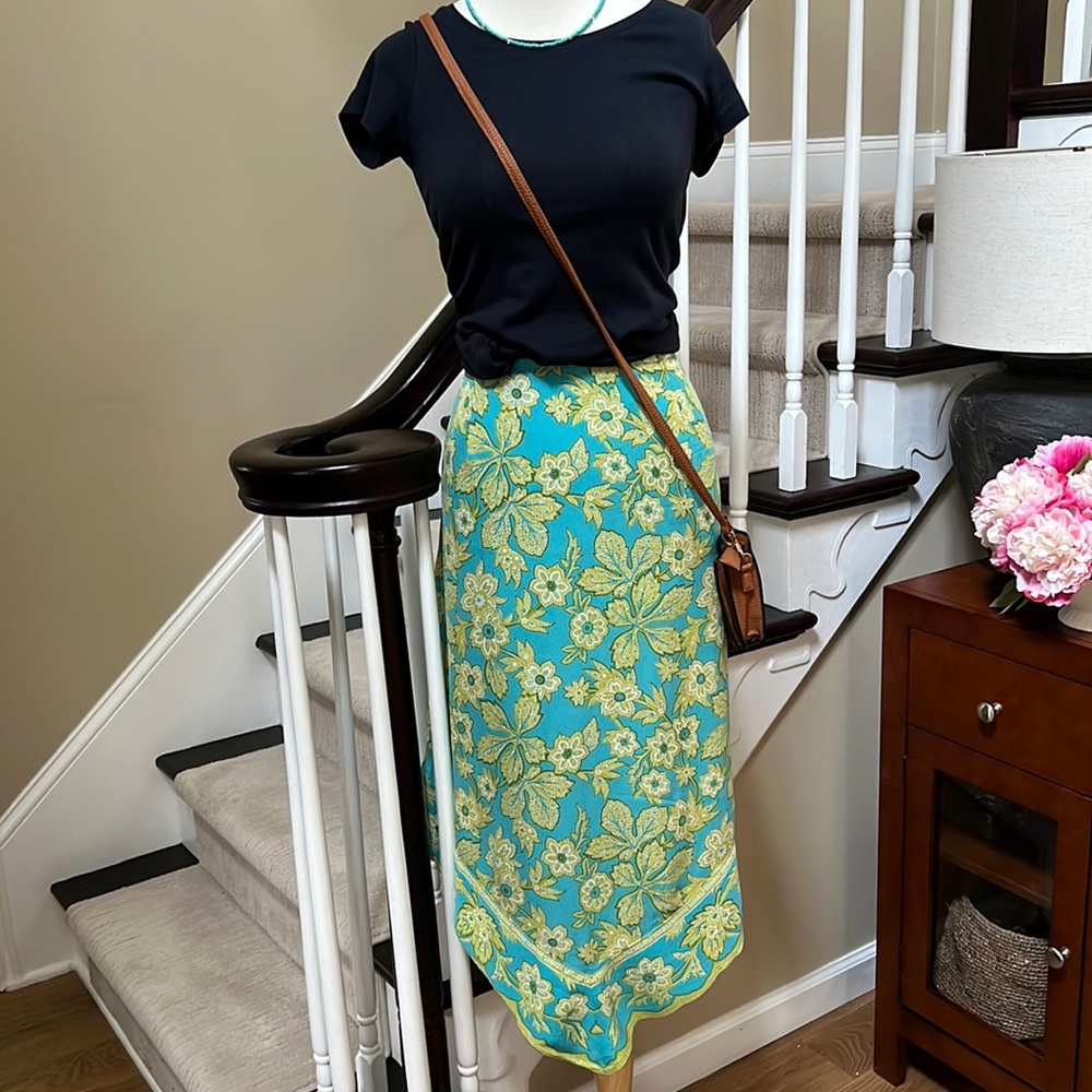 J.Jill floral silk skirt